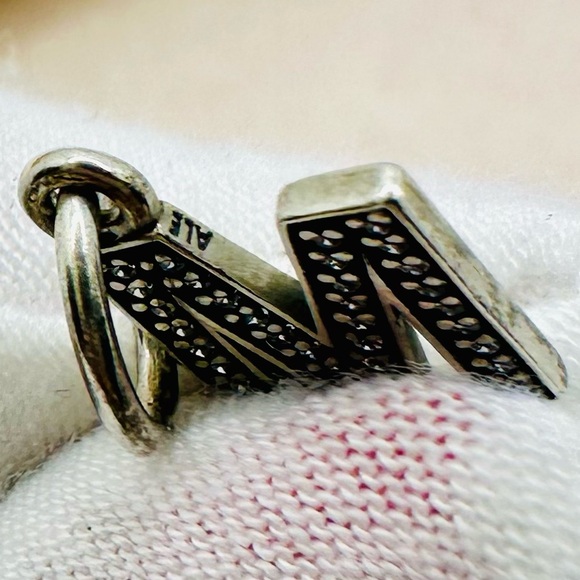 EUC Pandora 791325CZ Sterling Silver Alphabet Letter M Dangle Charm w/ Clear CZs - Picture 10 of 11